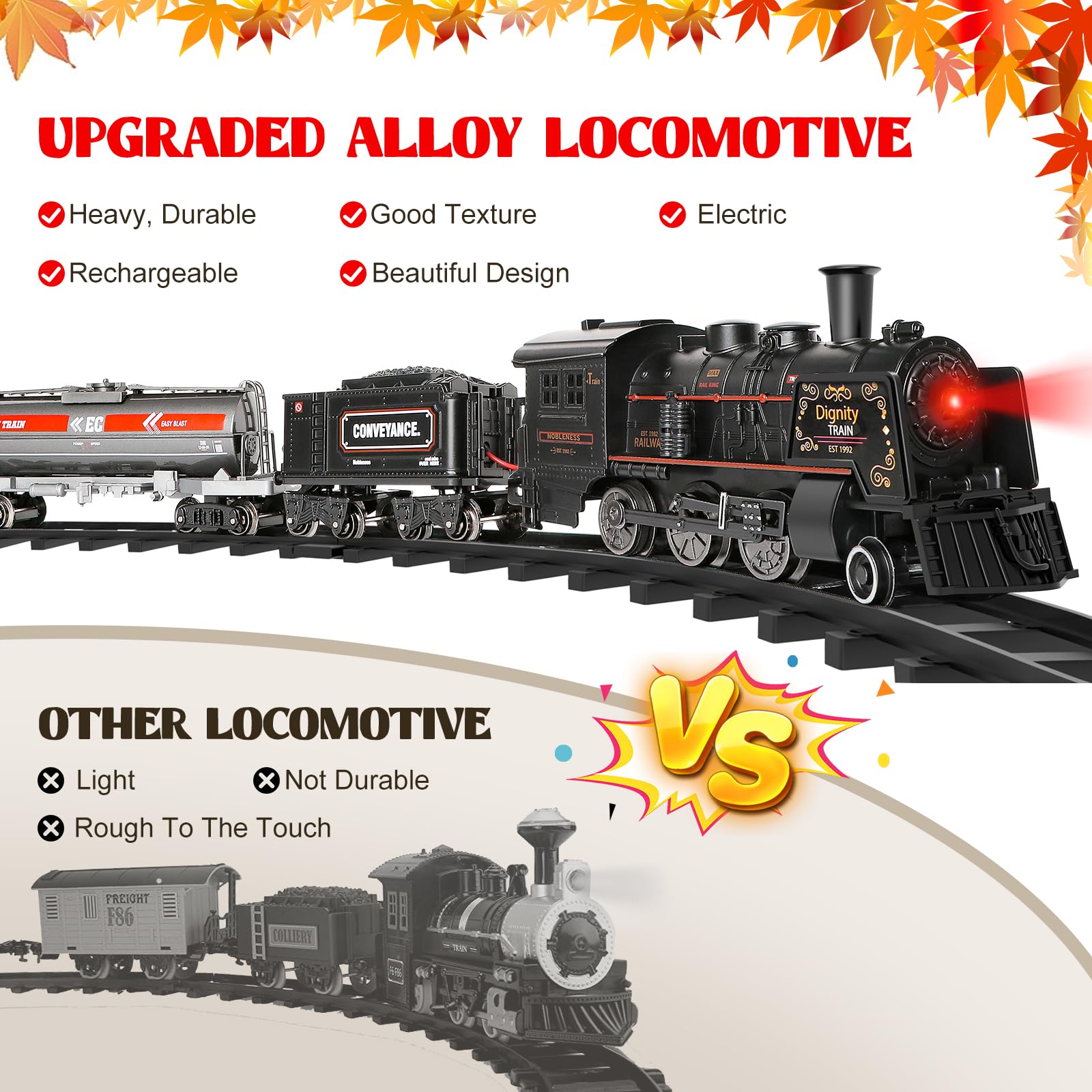Hot Bee Train Set straight tracks connect easily for stable train journeys.