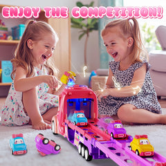 Hot Bee two-lane race track with princess cars for shared racing fun.