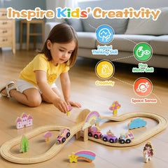 Hot Bee Unicorn train set with 38 pieces for creative storytelling and motor skills.