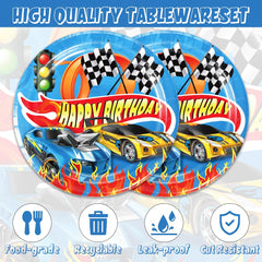 Hot Cars birthday graphic plate set enhances party ambiance