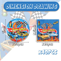 Hot Cars 6.7-inch napkins with flame graphics for quick cleanup