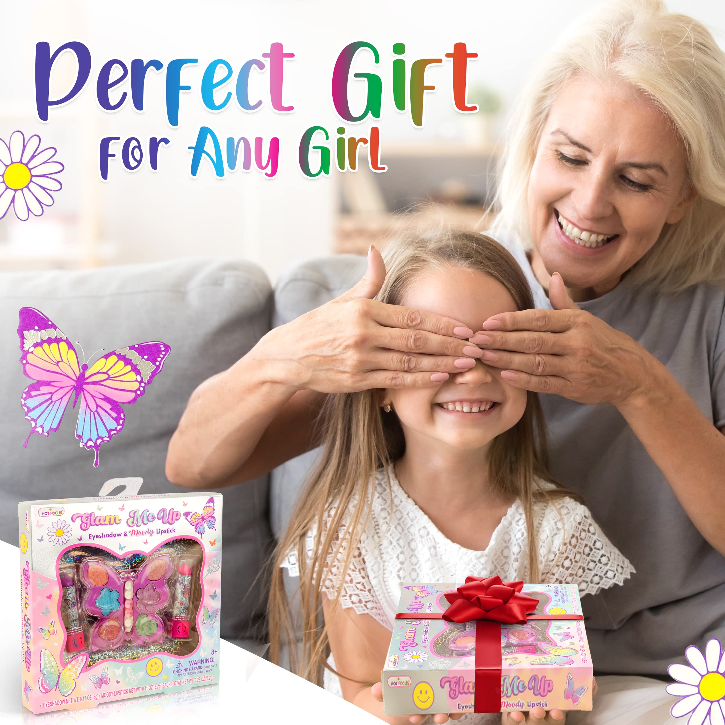 Hot Focus toddler makeup kit in a playful pretend setup for imaginative fun.