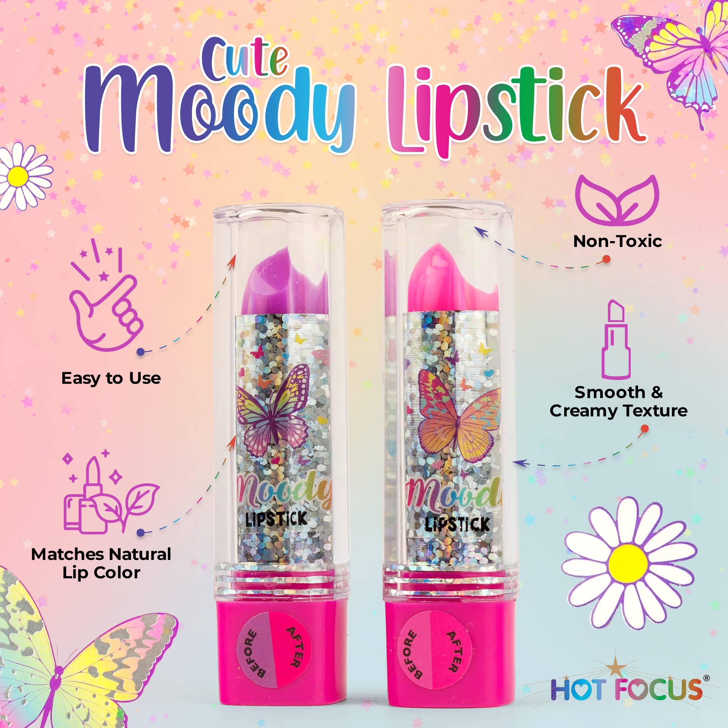 Hot Focus eyeshadow palette with vibrant, blendable shades for kid-friendly play.