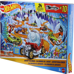 Hot Wheels advent calendar front packaging showing branded artwork and 24 doors for daily surprises