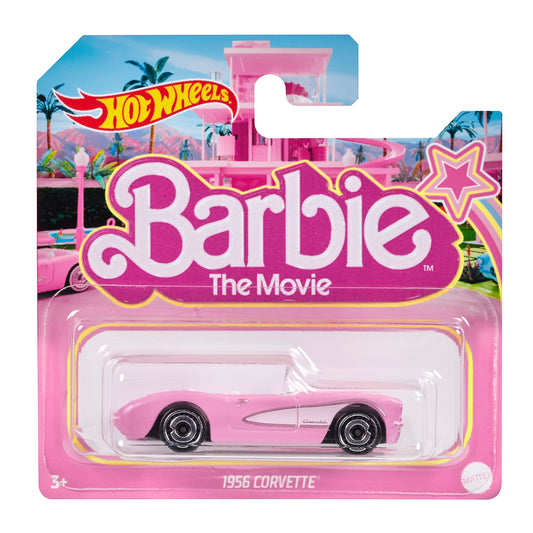 Hot Wheels Barbie Corvette 1956 pink in 1:64 scale for display and play