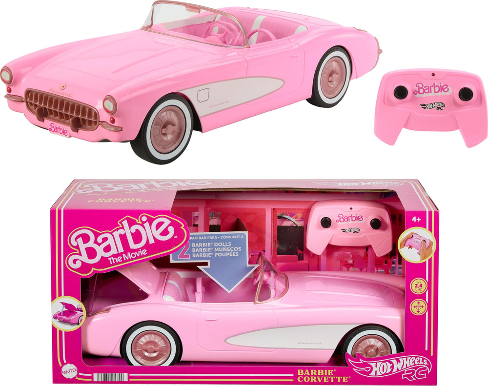 Hot Wheels Barbie Corvette trunk opens to store accessories during play.