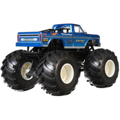 Hot Wheels Bigfoot 4X4 wheel close-up highlights rugged tires for play-inspired realism.