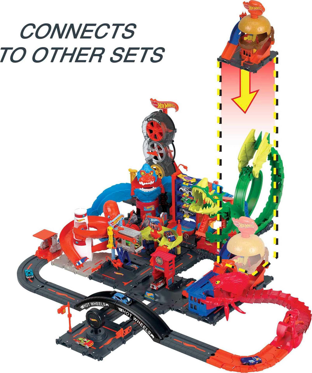 Hot Wheels connection points enable building bigger city play sets.