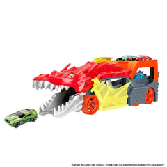 Hot Wheels City Dragon Launch Transporter with car included, ready to roll out of the box.