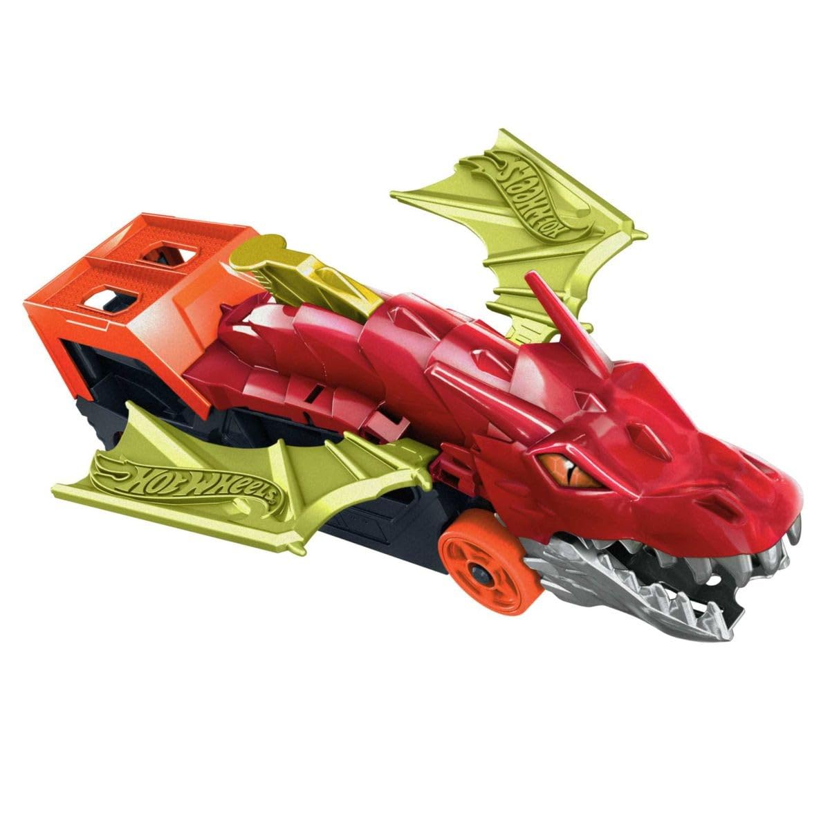 Hot Wheels City Dragon Launch Transporter front view ready for action and track play.