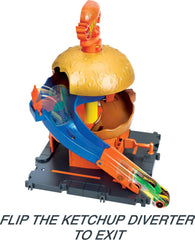 Hot Wheels flame broiler detail sparks realistic cooking-inspired play scenarios.