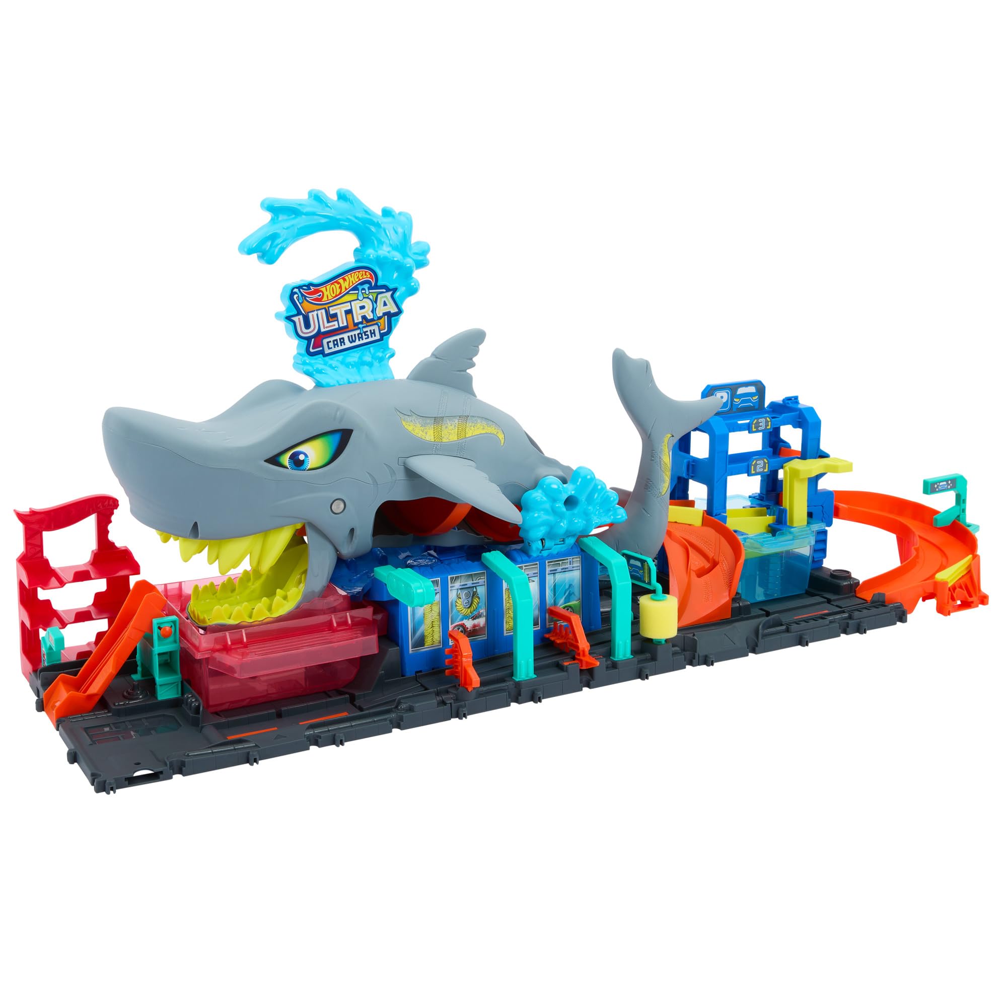 Hot Wheels City foam roller detail adds realistic car wash vibes for storytelling.