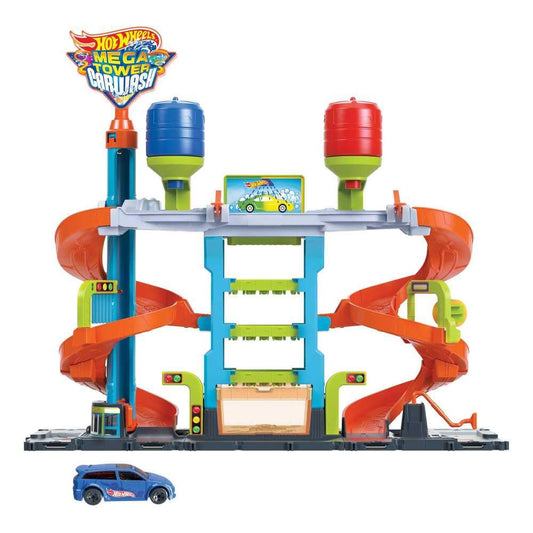 Hot Wheels City Mega Car Wash blue tank splash reveals color-shifter design for kids