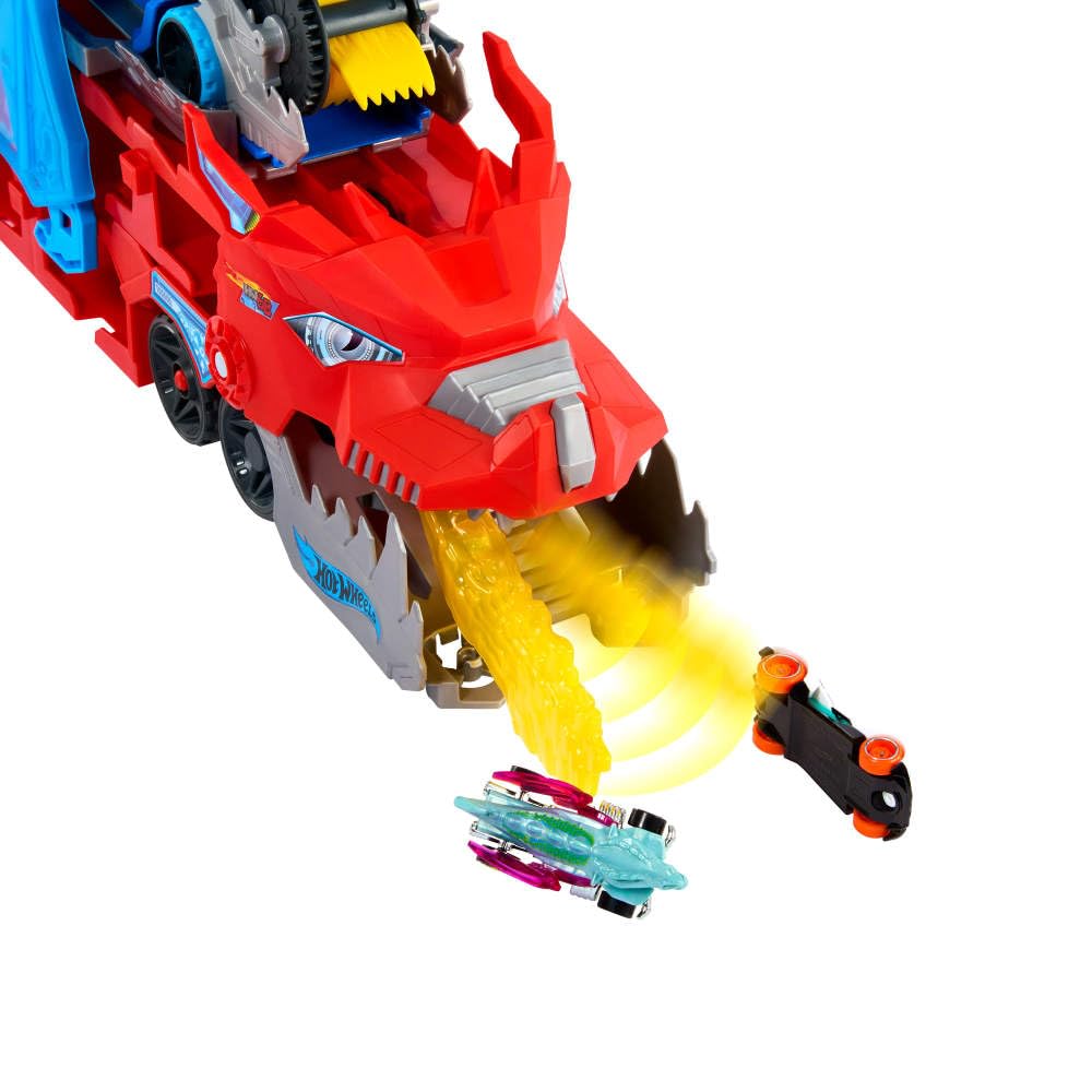Two included 1:64-scale die-cast cars for immediate play