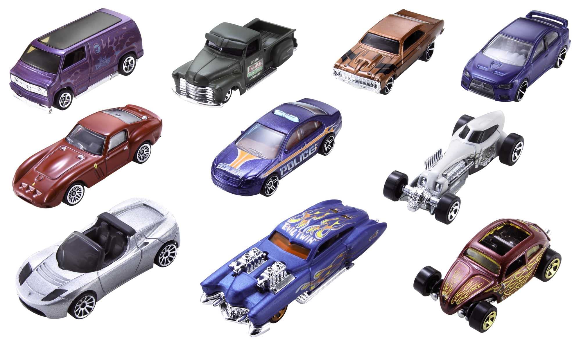 Hot Wheels detailed die-cast vehicles with authentic styling.