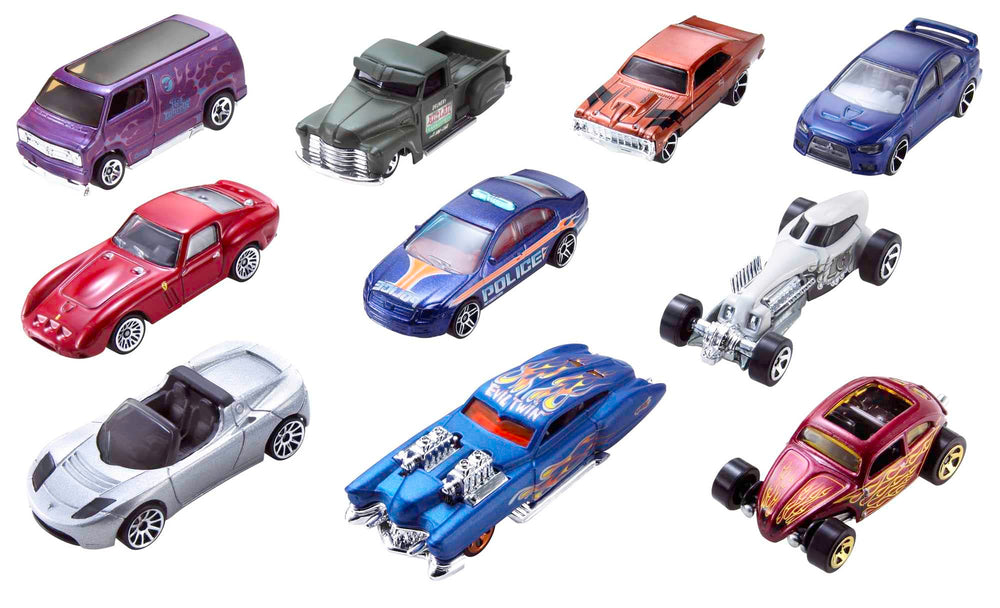 Hot Wheels detailed die-cast vehicles with authentic styling.