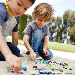 Hot Wheels vehicles with eye-catching decos for display appeal.