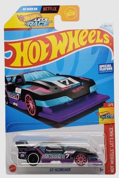 Hot Wheels GT-Scorcher blue die-cast car ready for fast track racing