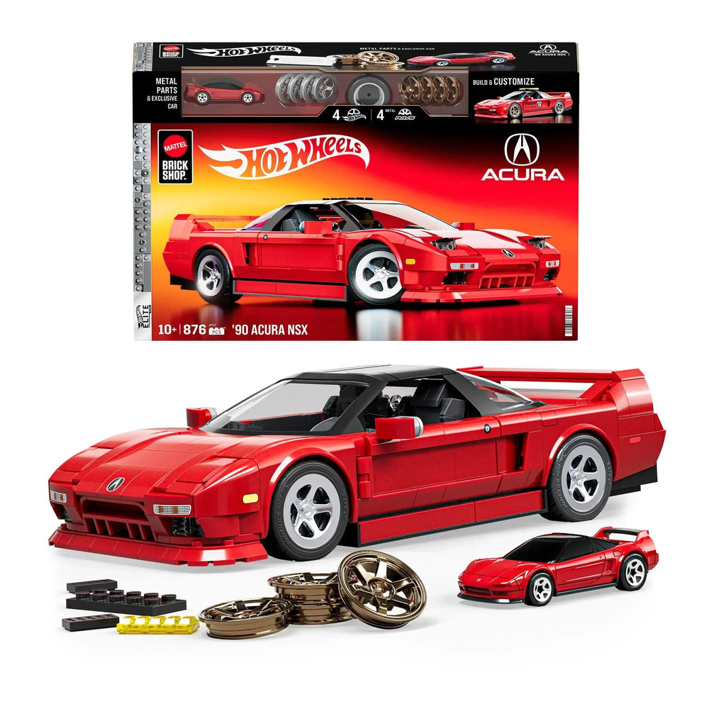 Hot Wheels NSX 1990 assembly pieces showing diverse components for immersive building