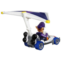 Hot Wheels Mario character cars push and play with rolling wheels.