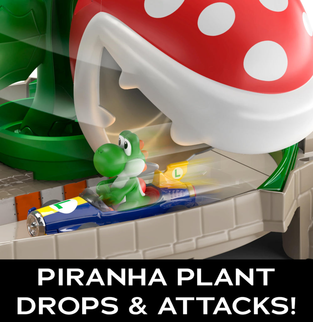 Hot Wheels Mario Kart Chain Chomp Challenge with Donkey Kong kart in a spooky race.