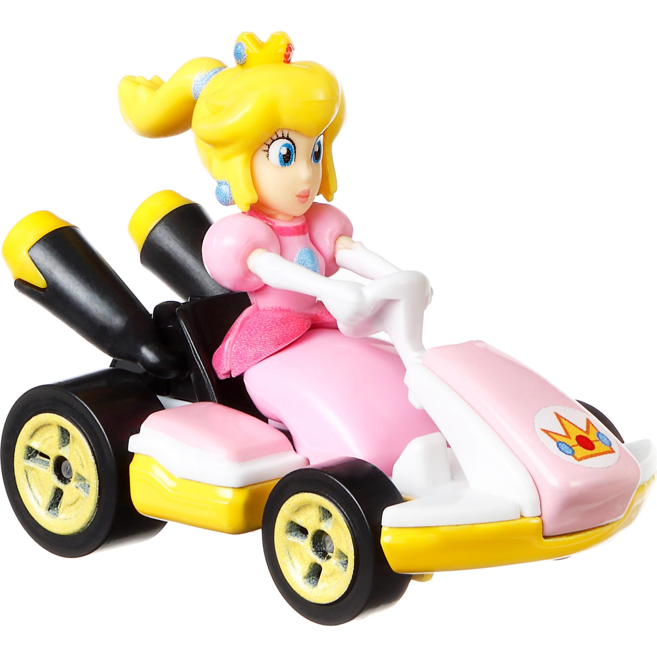 Side view of Peach kart emphasizes scale and collector appeal.