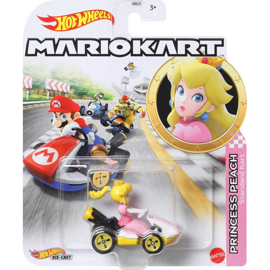 Hot Wheels Peach 1:64 standard kart, dynamic racing play.