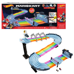 Hot Wheels Rainbow Road Raceway 8-foot track with vibrant lights for immersive play