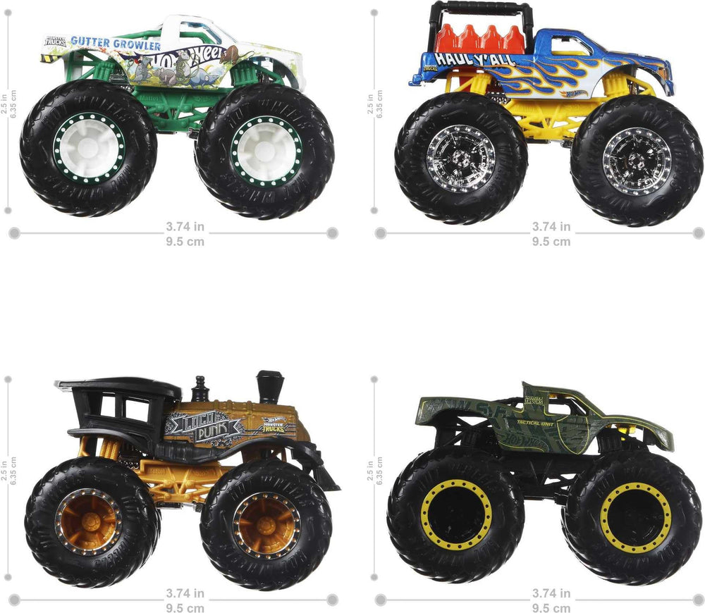 Hot Wheels Monster Trucks 1:64-scale vehicles designed for portable fun.