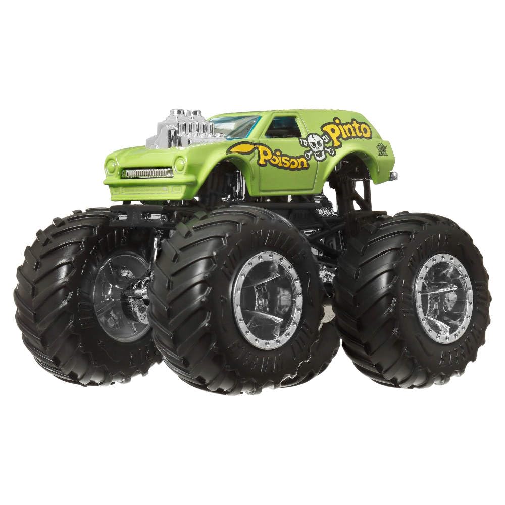 Hot Wheels Monster Trucks 4-Pack detailed deco showcases vibrant colors and fierce character styling