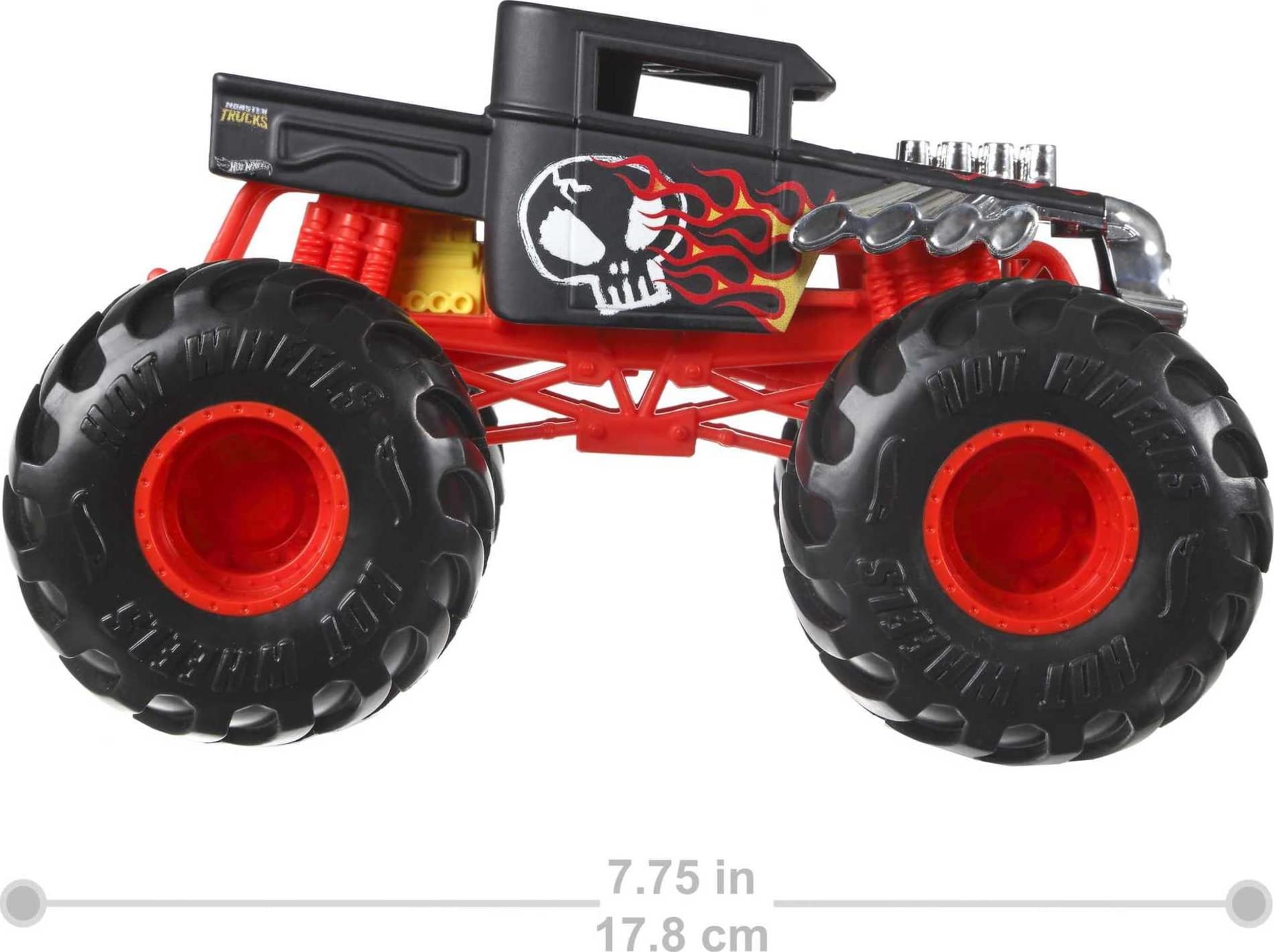 Hot Wheels Monster Trucks die-cast body with authentic details for collectors.
