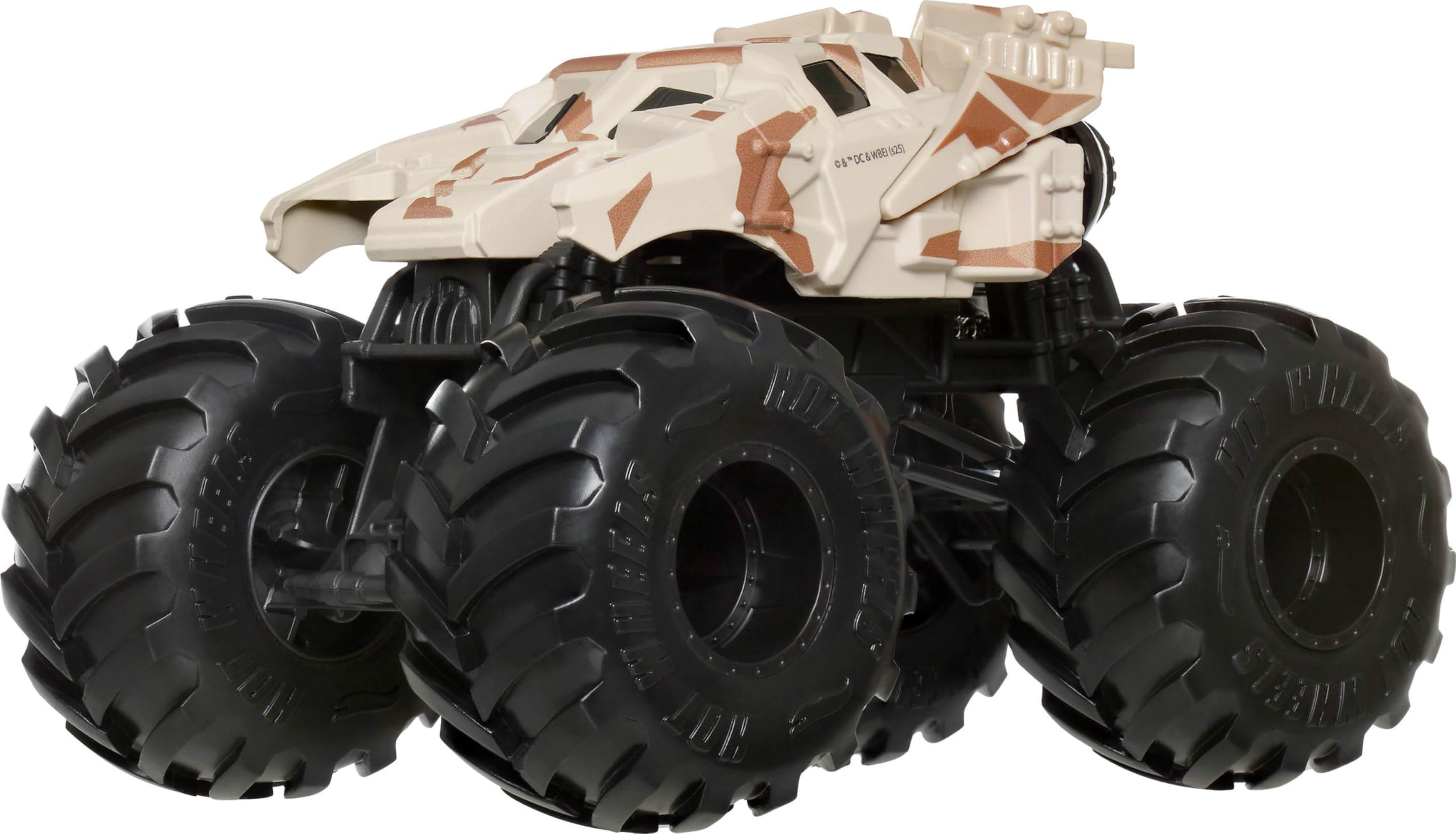 Hot Wheels Monster Trucks die-cast body close-up reveals durable construction for kids.