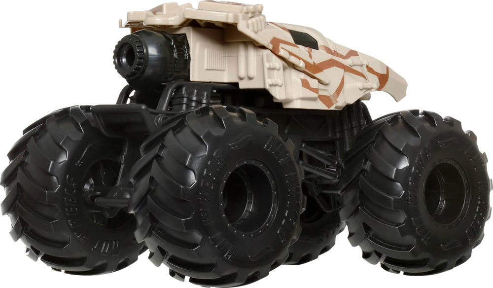 Hot Wheels Monster Trucks stunt action image suggests thrilling play scenarios.