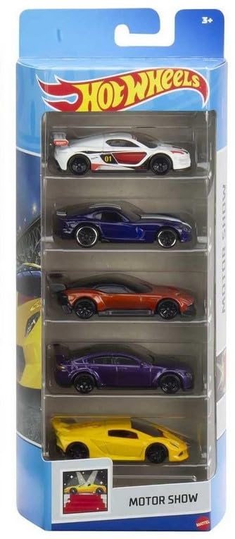 Hot Wheels Motor Show 5-Pack diecast vehicles for display and dynamic play