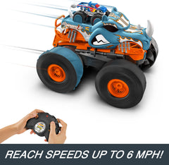 Hot Wheels Race Ace 1:64 scale truck prepared for booster launch.