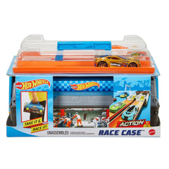 Hot Wheels Race Case track set ready for quick, on-the-go racing action