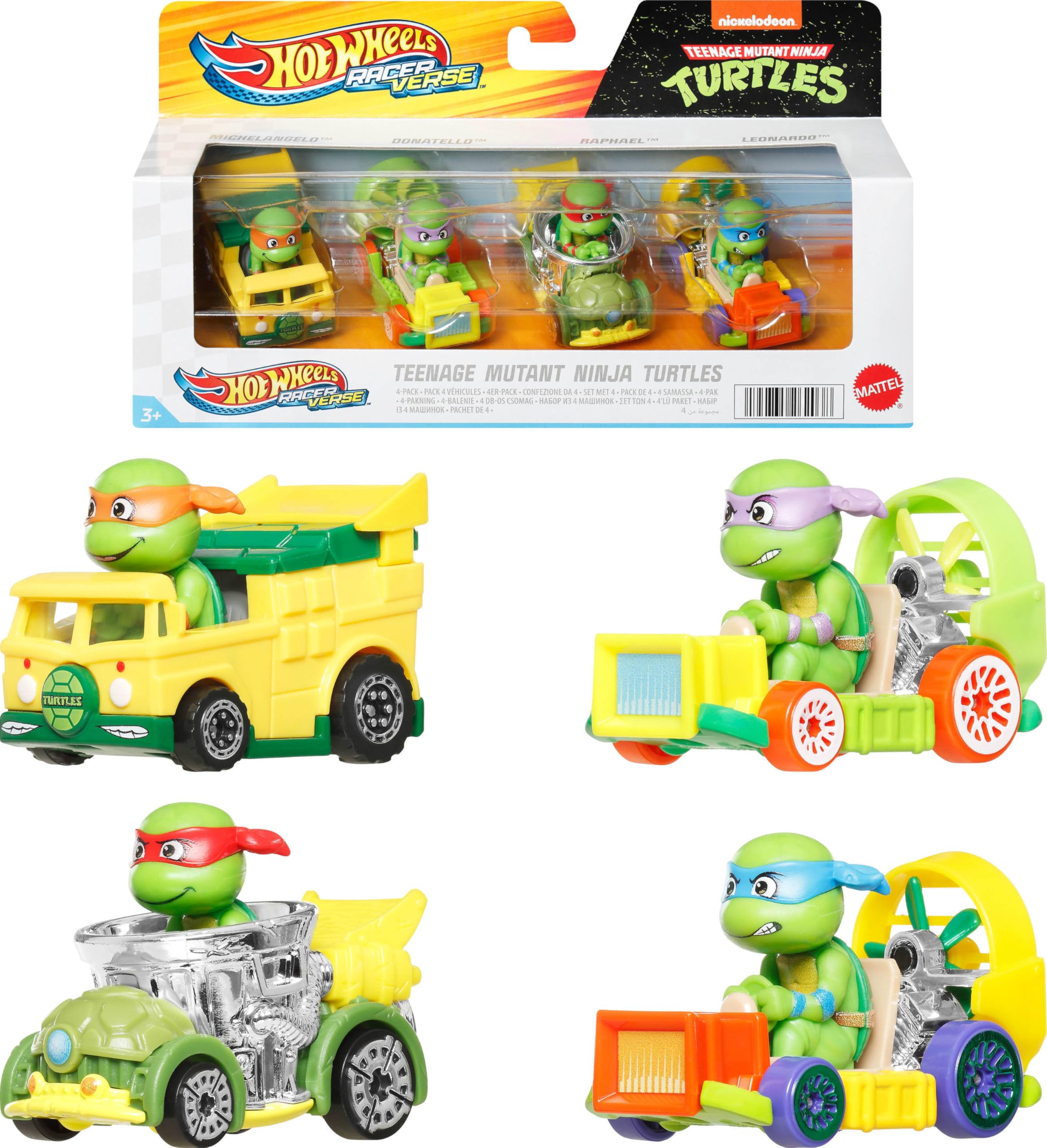 Hot Wheels RacerVerse 4-pack die-cast cars featuring iconic drivers for immersive track adventures