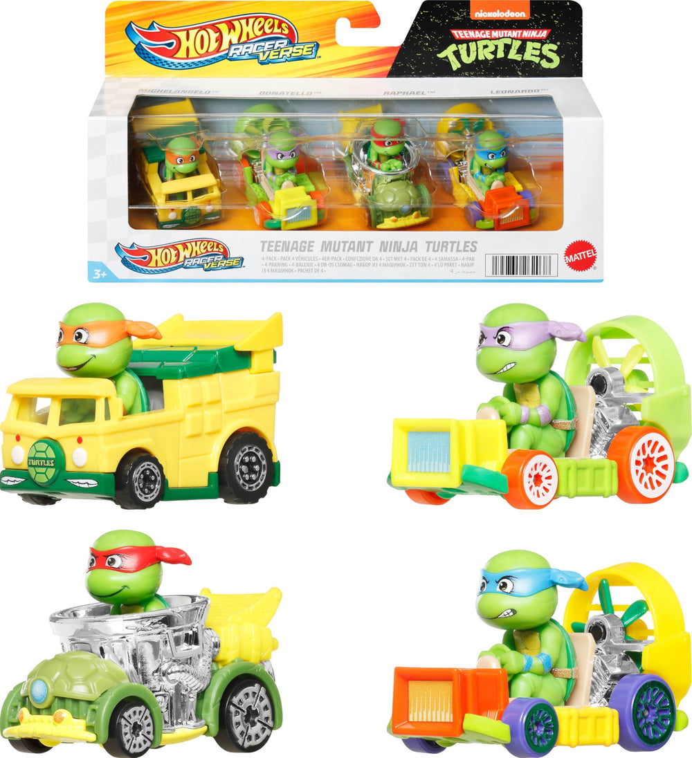 Hot Wheels RacerVerse 4-pack die-cast cars featuring iconic drivers for immersive track adventures