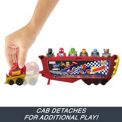 Hot Wheels RacerVerse Hulkbuster Hauler helmet flip reveals Tony Stark at the wheel