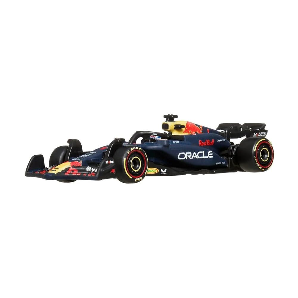 Hot Wheels RB20 driver helmet detail focusing on authentic racing character