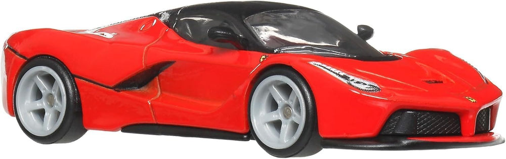 Hot Wheels Red Ferrari LaFerrari top view highlights vibrant color and branding on a collectible.