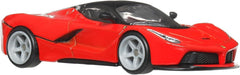 Hot Wheels Red Ferrari LaFerrari top view highlights vibrant color and branding on a collectible.