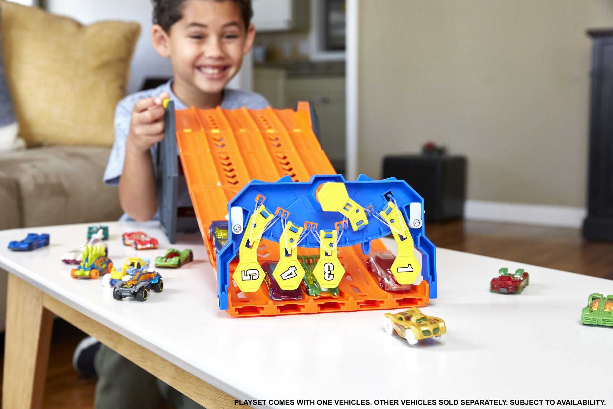 Hot Wheels Roll Out Raceway 5-lane track enables simultaneous multi-car races.