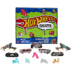 Hot Wheels skate fingerboard graphic collection shown on a display-ready board for collectors.
