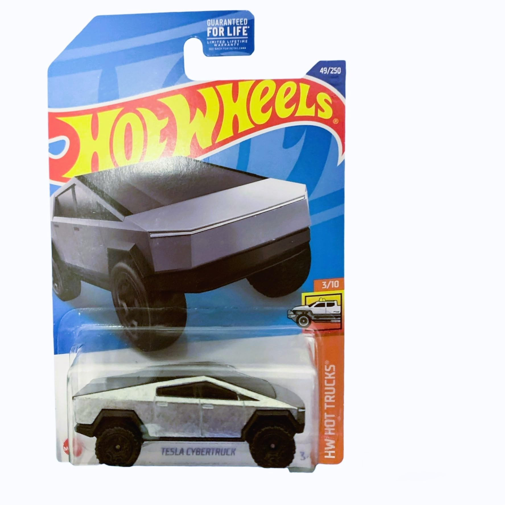 Hot Wheels Tesla Cybertruck front view—perfect for collectors and display on desks or shelves.
