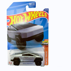 Hot Wheels Tesla Cybertruck front view—perfect for collectors and display on desks or shelves.