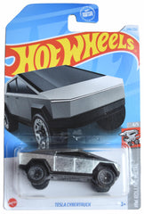 Hot Wheels Tesla Cybertruck 1:64 scale die-cast in silver for display and play