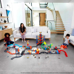 Hot Wheels Track Builder Fuel Can Box with curved and straight tracks for versatile stunting