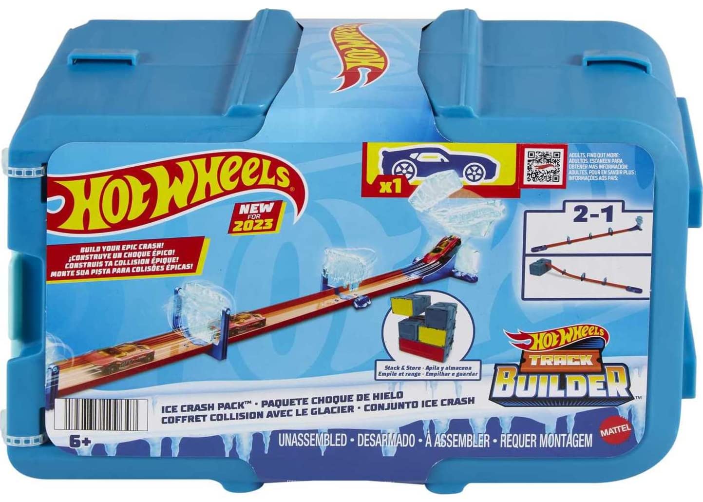 Hot Wheels Ice Crash Pack setup shows ready-to-race layout.