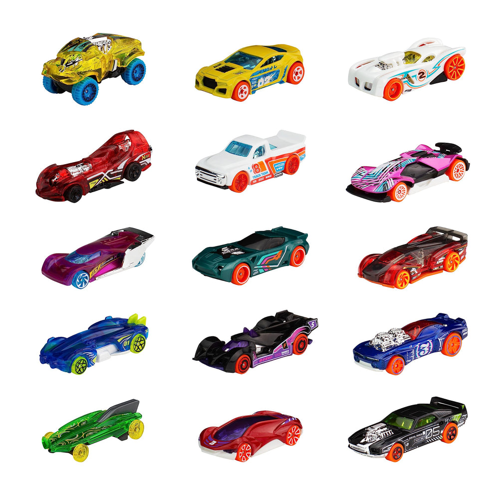 Hot Wheels Track Bundle 15 cars ready for quick races and imaginative play.